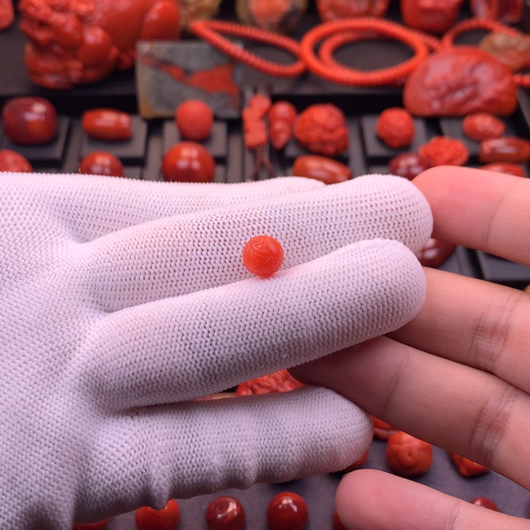 南红玛瑙未镶嵌精工回纹圆珠单珠8.7mm