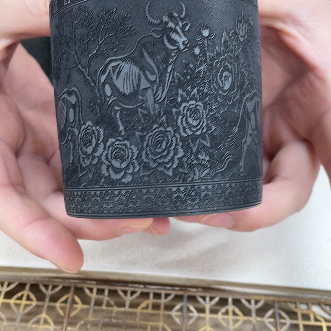 紫砂茶杯紫砂盖杯五牛