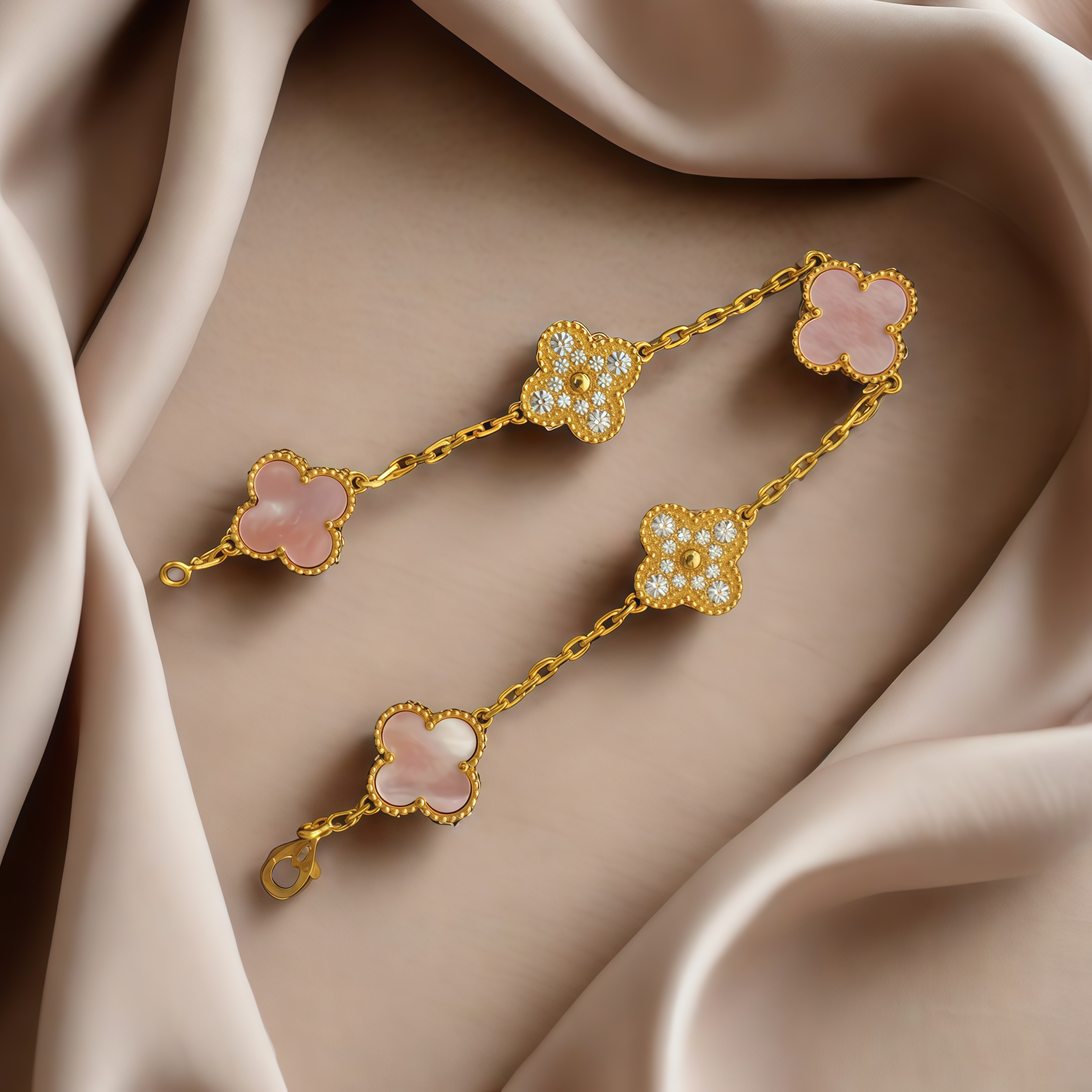 【BZ】重版15mm粉五花手链 链长19cm（粉）