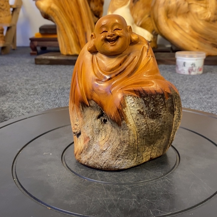 柏木（崖柏）红弥勒佛小摆件