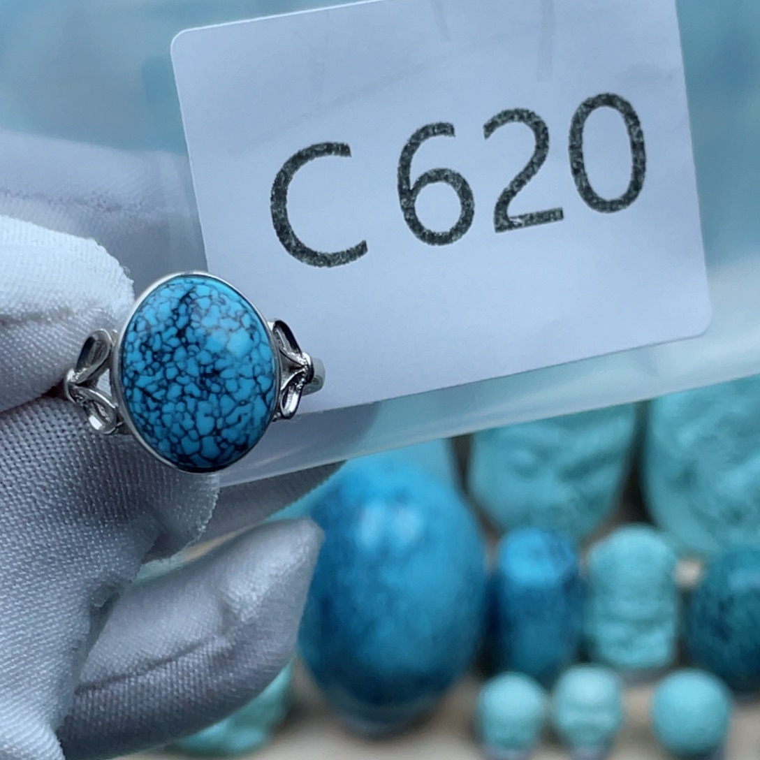 绿松石珠宝奇石银S925镶嵌拽*