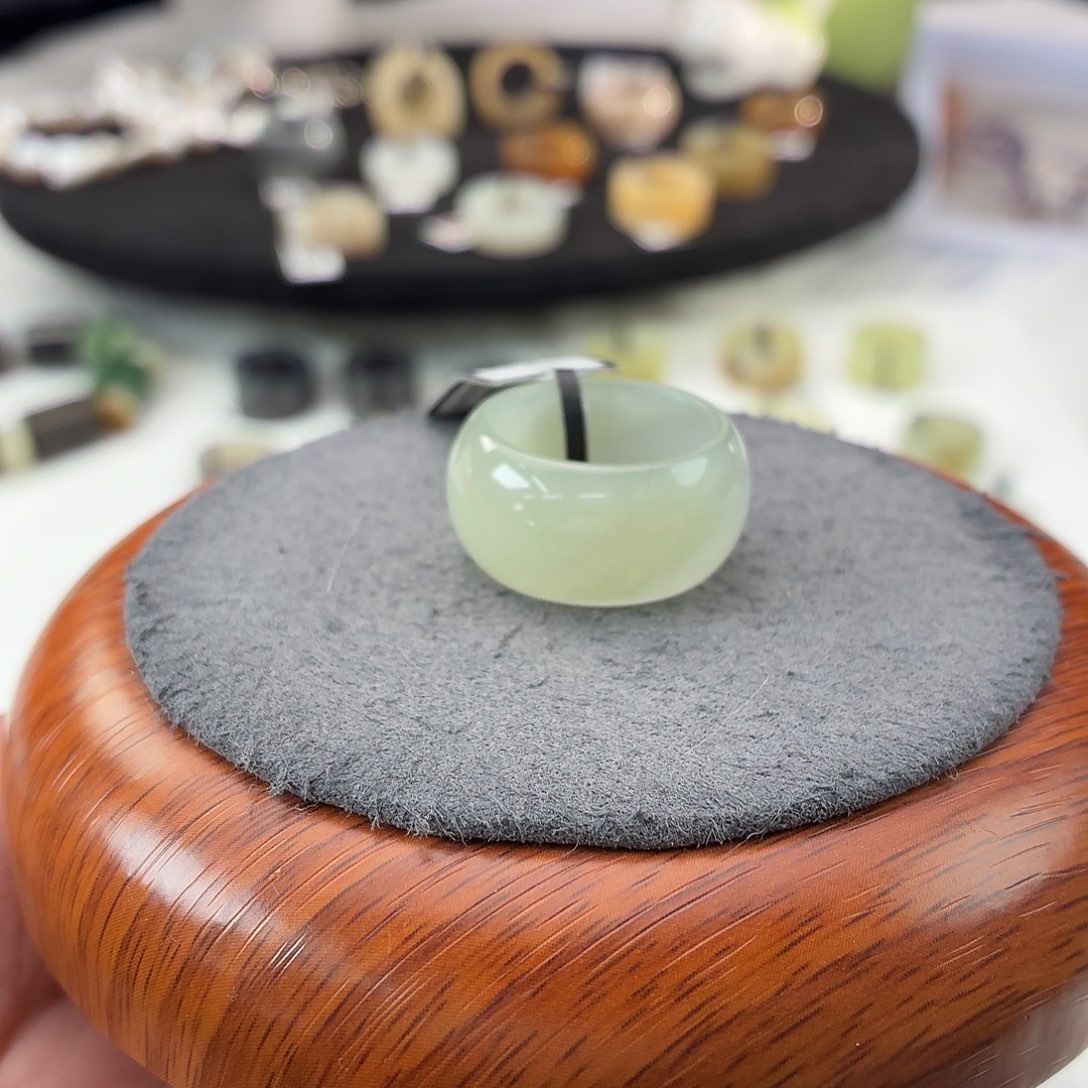 和田玉（糖玉）未镶嵌戒指b158晴水墩17.9