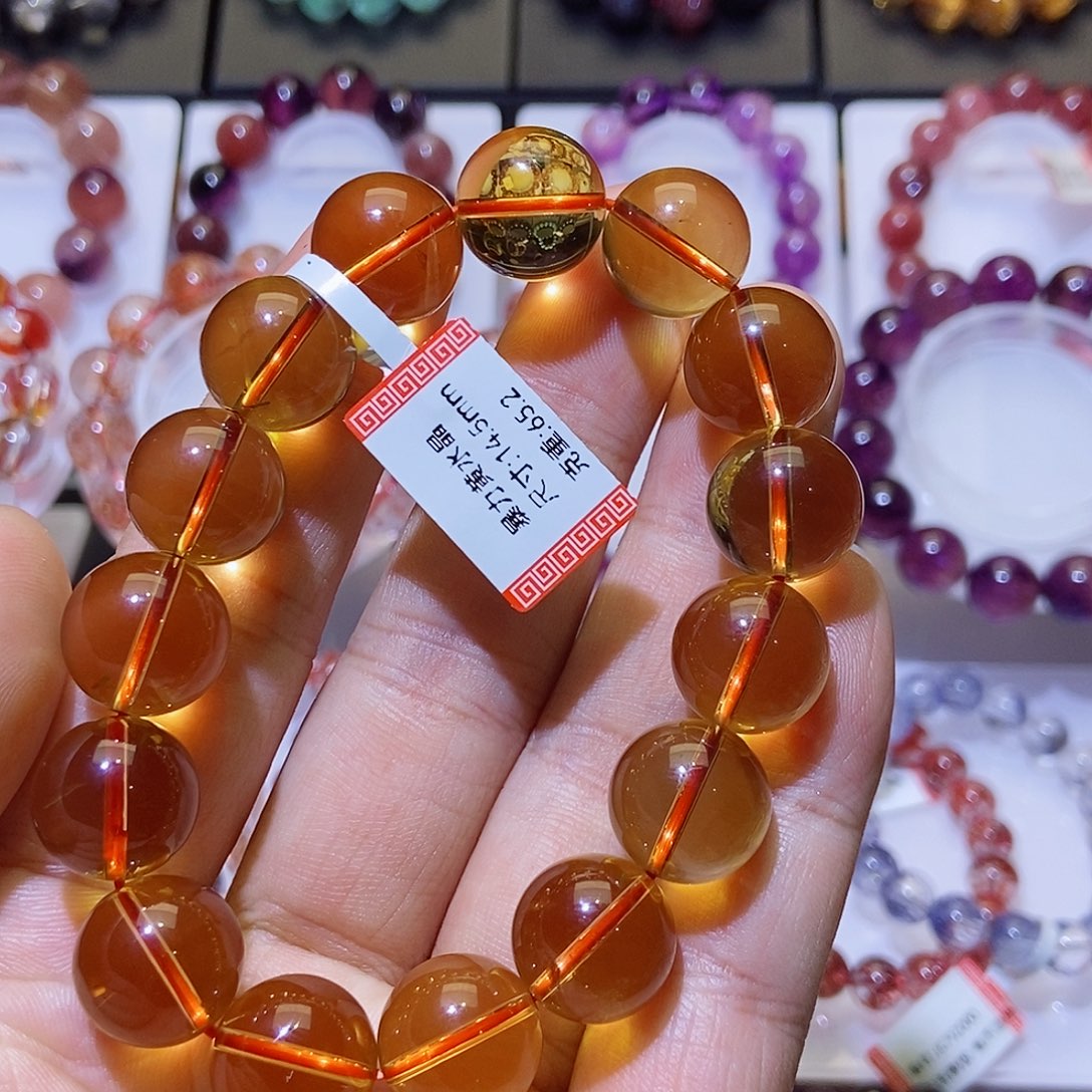 未镶嵌手链水晶金红暴力黄14.5