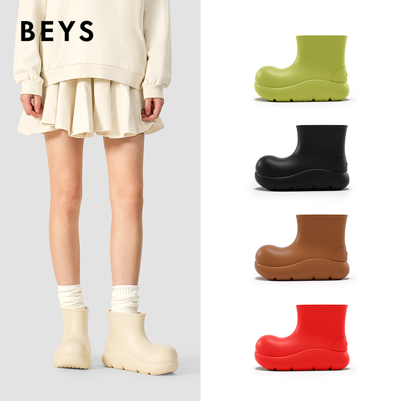 明星同款BEYS小丑鞋流光风秋冬女装上新雨靴女款防水增高厚底防滑