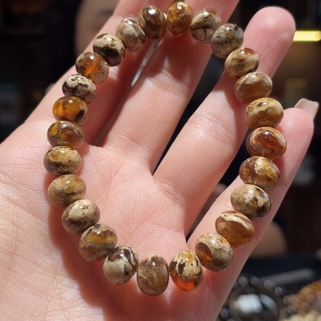 琥珀手链未镶嵌T****e9m瓷白溶洞