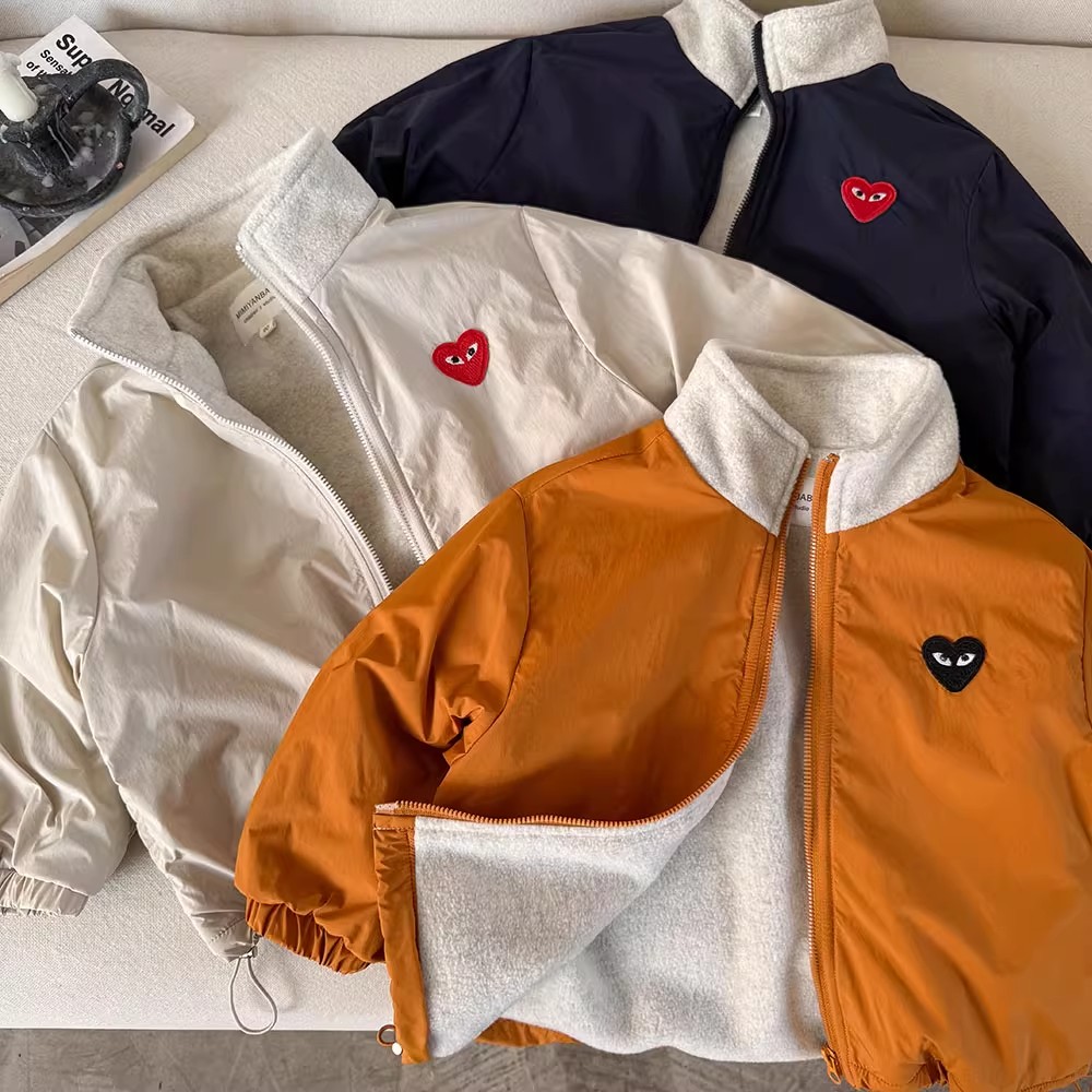 儿童加绒外套秋冬男2025新款中小童抽绳拉链上衣潮宝宝夹克女保暖