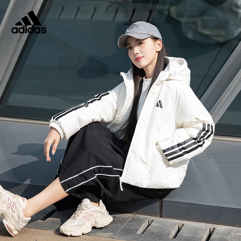 adidas阿迪达斯女装短款羽绒服新款立领休闲服保暖运动外套JG3865