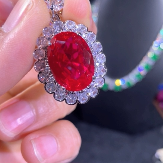 红宝石银S925镶嵌颈饰