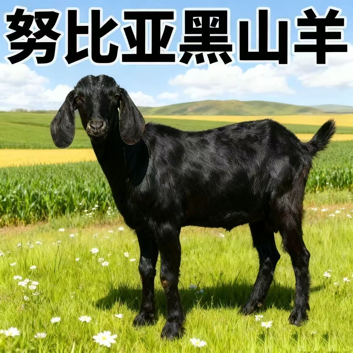 努比亚黑山羊小羊+笼子 食槽赠送养殖技术