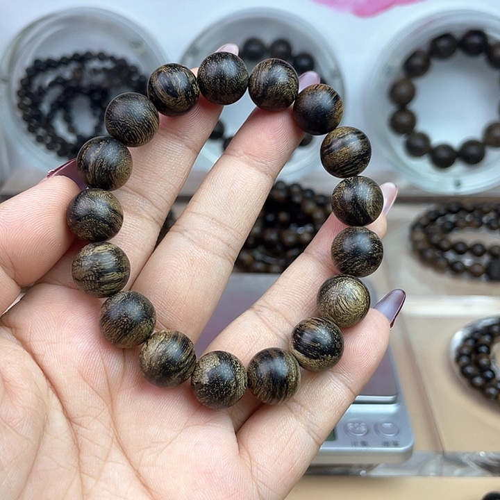 沉香手串路*?越南芽庄白奇玉化留疤嘤子虎斑