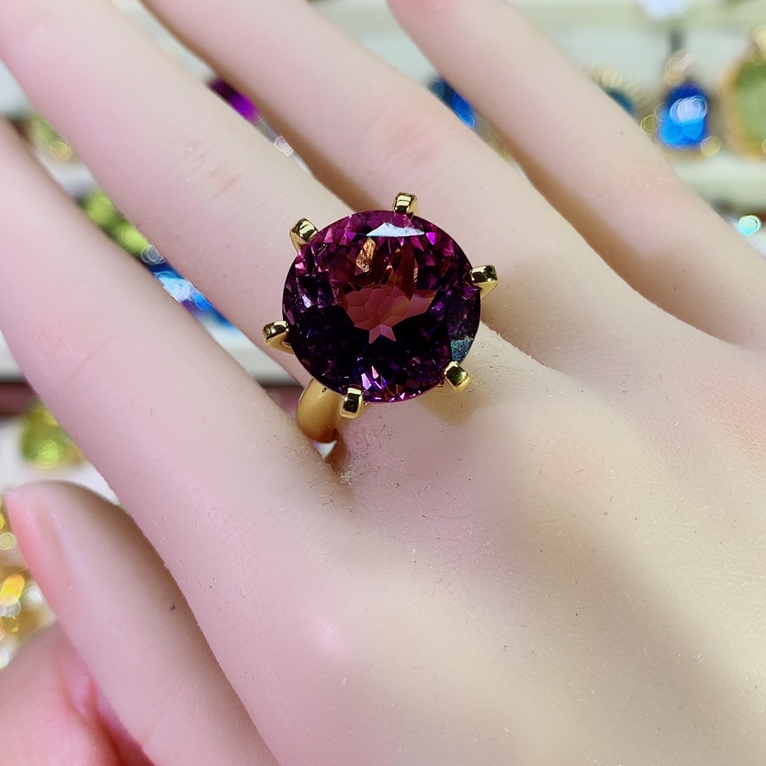 水晶戒指银S925镀金镶嵌