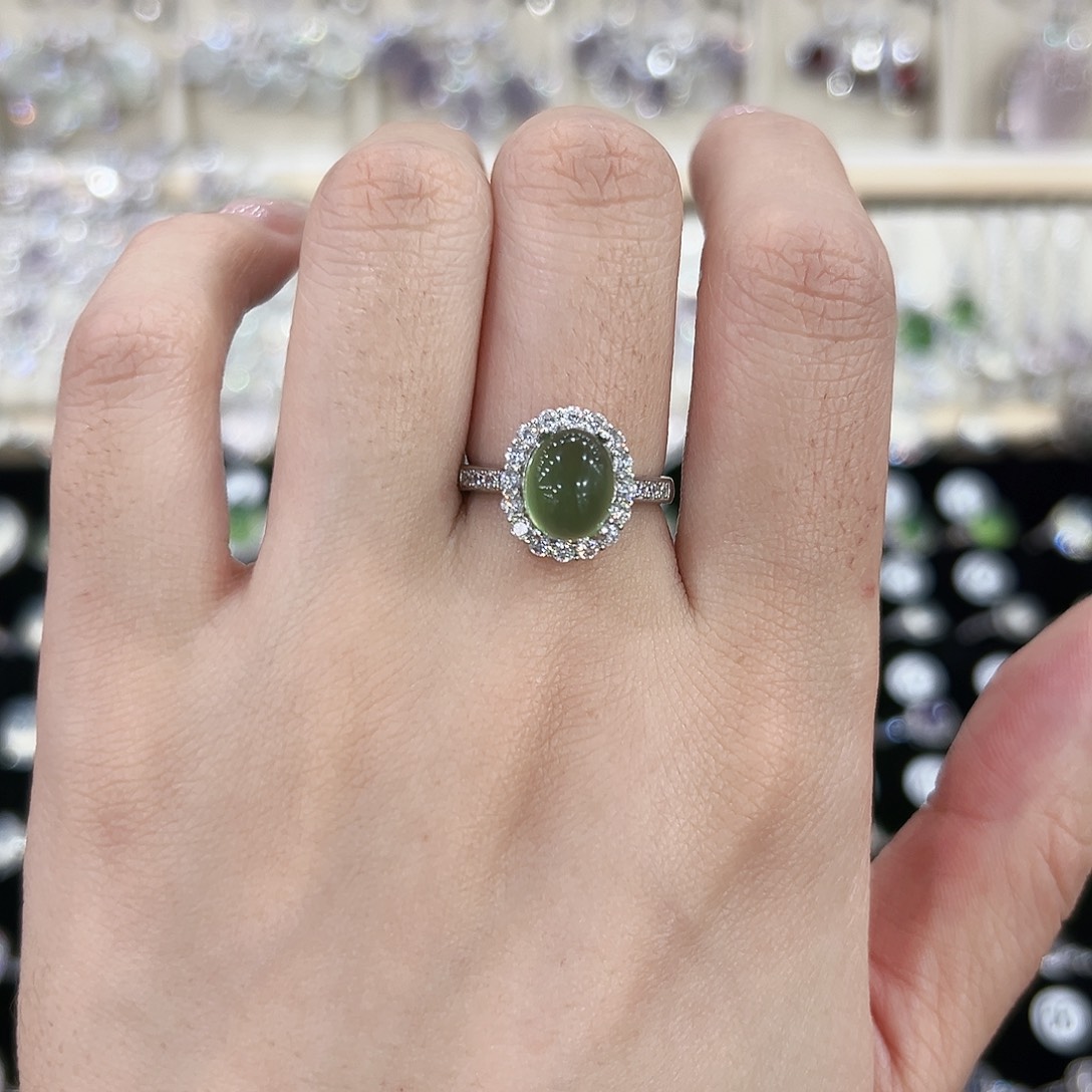 岫玉银S925镶嵌戒指