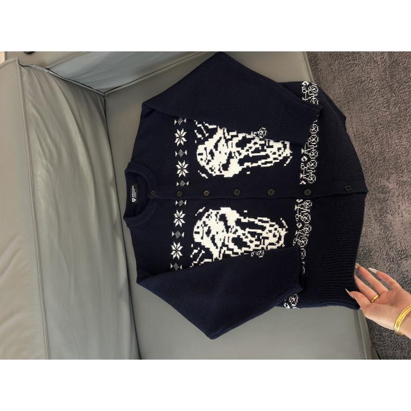 Z242 费尔岛提花纽扣开衫毛衣男女秋冬潮牌美式慵懒保暖针织外套