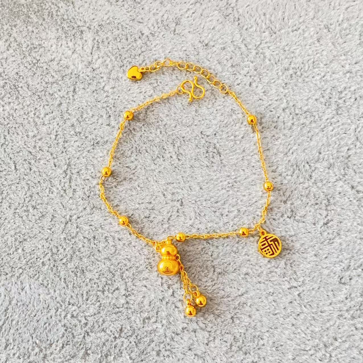 脚链 精工大福黄色葫芦福禄脚链 J-11111