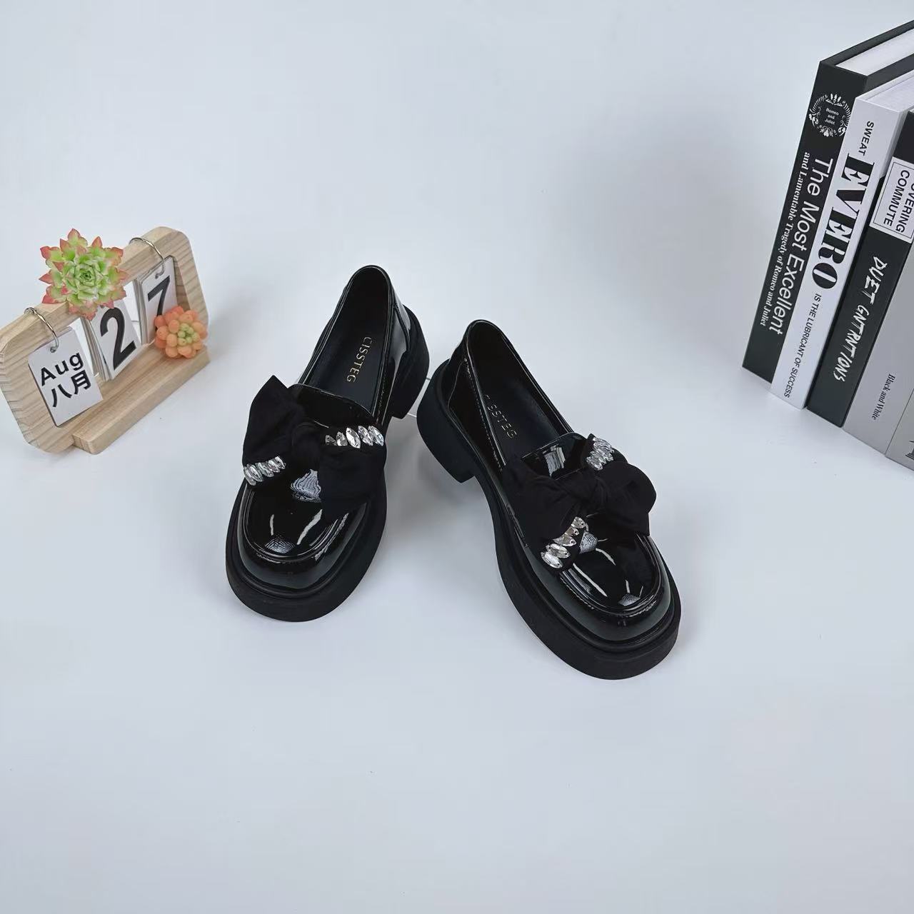 小强家女鞋 黑色乐福鞋新款一脚蹬女（A310-18-2）（1133D47134W-10）