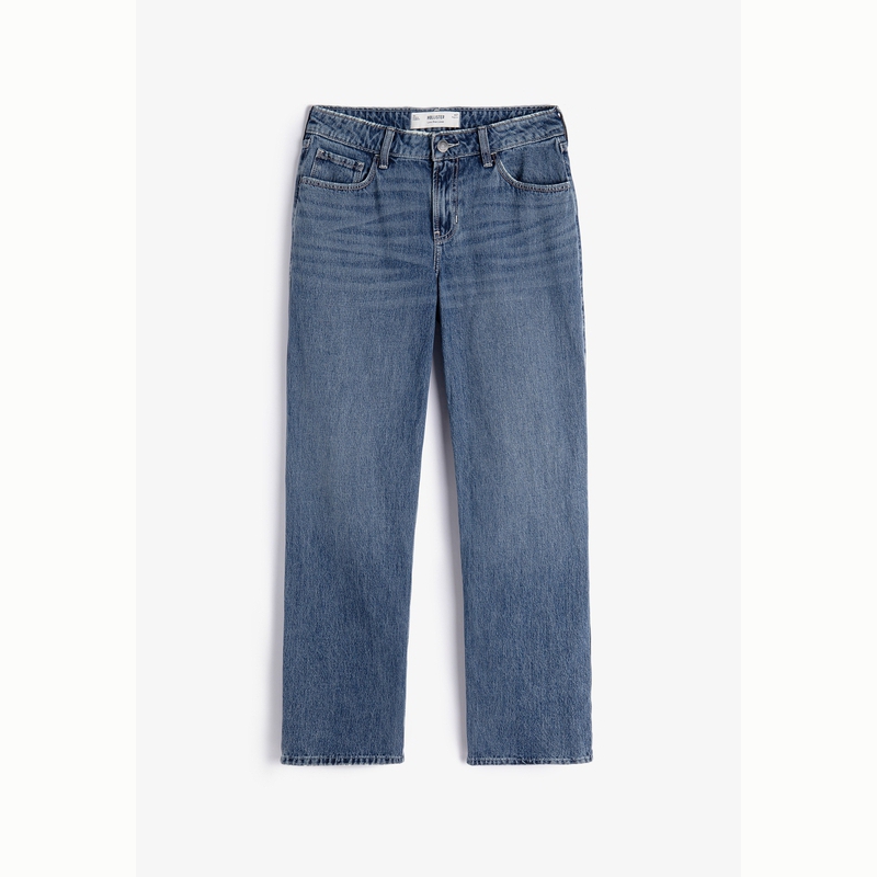 Hollister25春夏新款美式百搭宽松低腰直筒牛仔裤女装355-5407