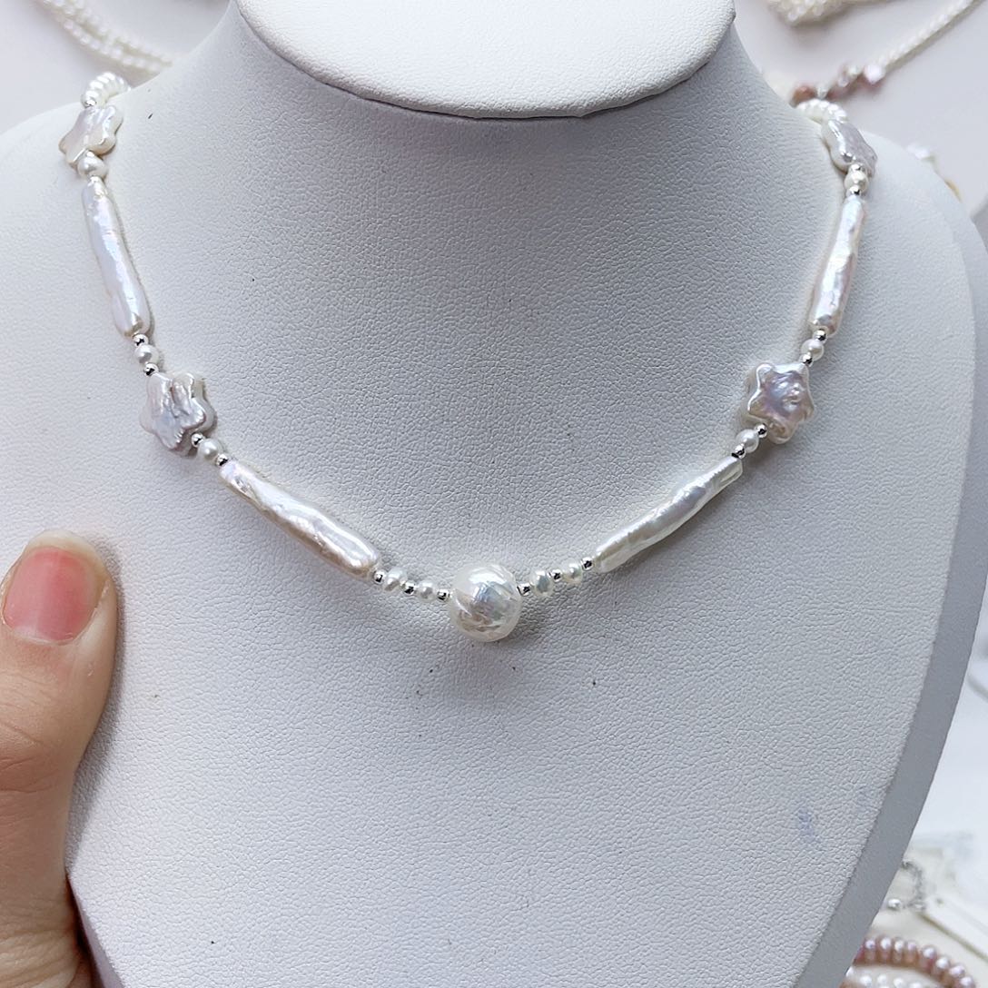 颈饰银S925镶嵌淡水珍珠