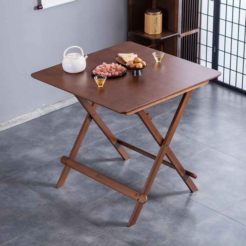 【80cm餐桌适合6人使用】可折叠新中式折叠桌简约小方桌吃饭桌