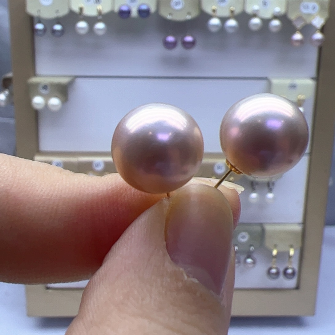 18K金镶嵌淡水珍珠耳饰