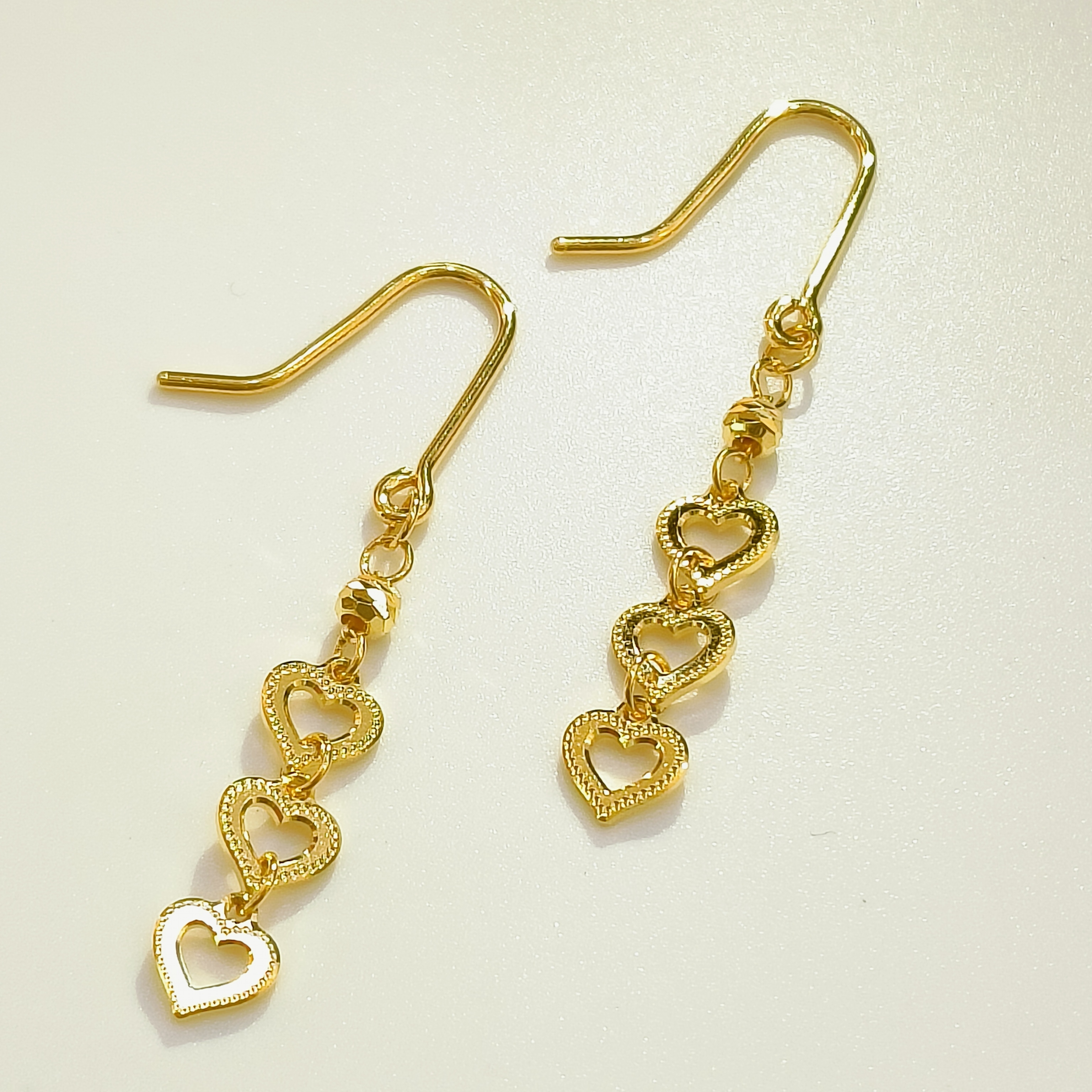 足金999时尚爱心耳饰3.09g