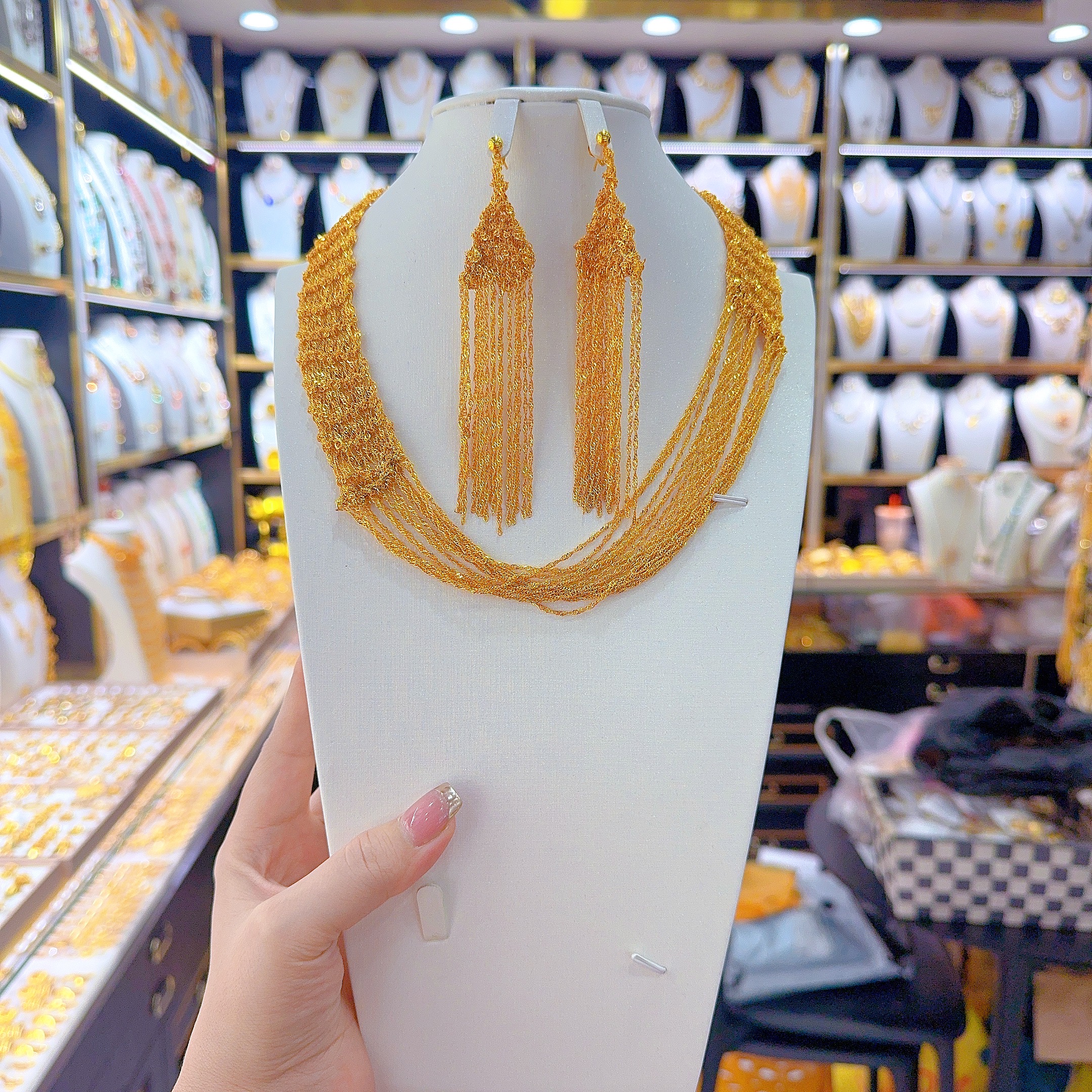 铜合金项链 Ay铜合金TJ065 铜合金首饰 围巾短款项链耳环两件套