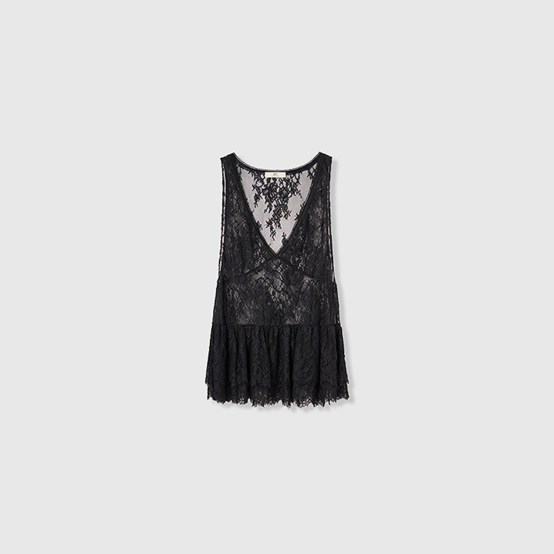 【多元蕾丝】HPLY荷比俪26春深V领中长款蕾丝背心上衣HMG12610346