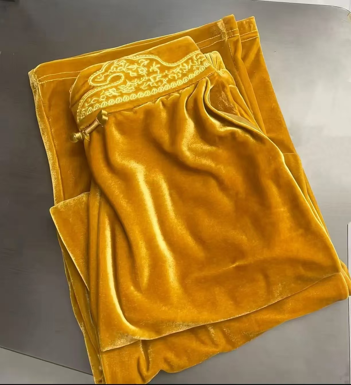 玲珑裤 中国风丝绒休闲裤时尚阔腿裤气质设计师