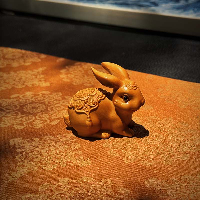 一款很漂亮很有禅意的兔子摆件茶室茶空间兔子摆件