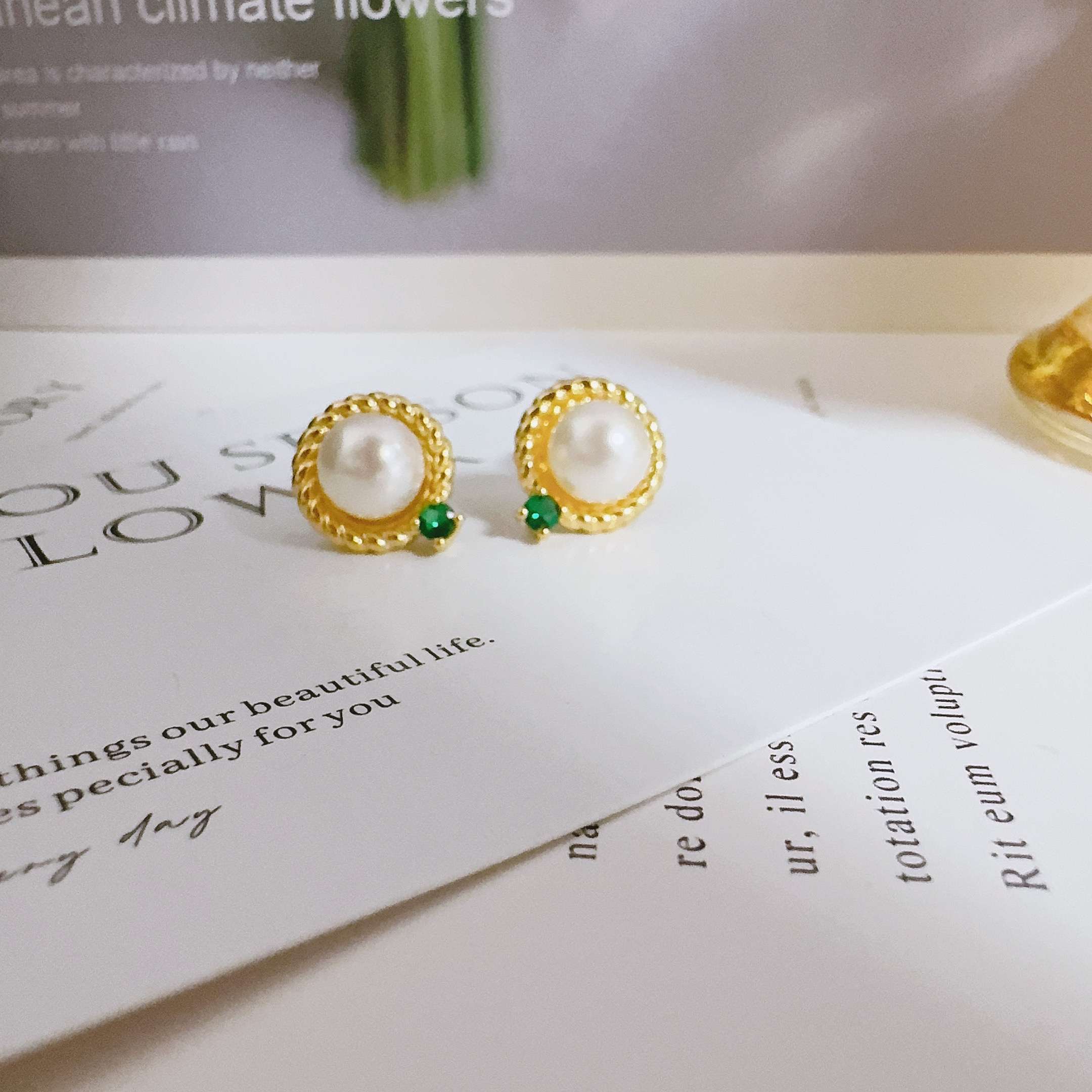 铜合金仿珍珠耳饰 5439 小众设计施家珠耳钉