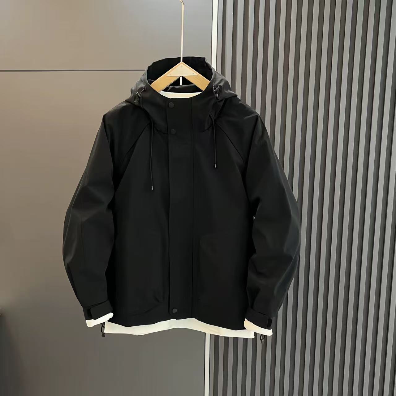 连帽外套男款休闲百搭夹克风衣运动简约户外冲锋衣男士外套