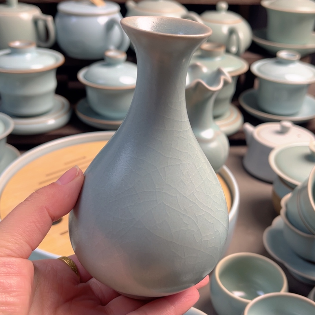 陶摆件瓷仿古釉玉壶春原矿