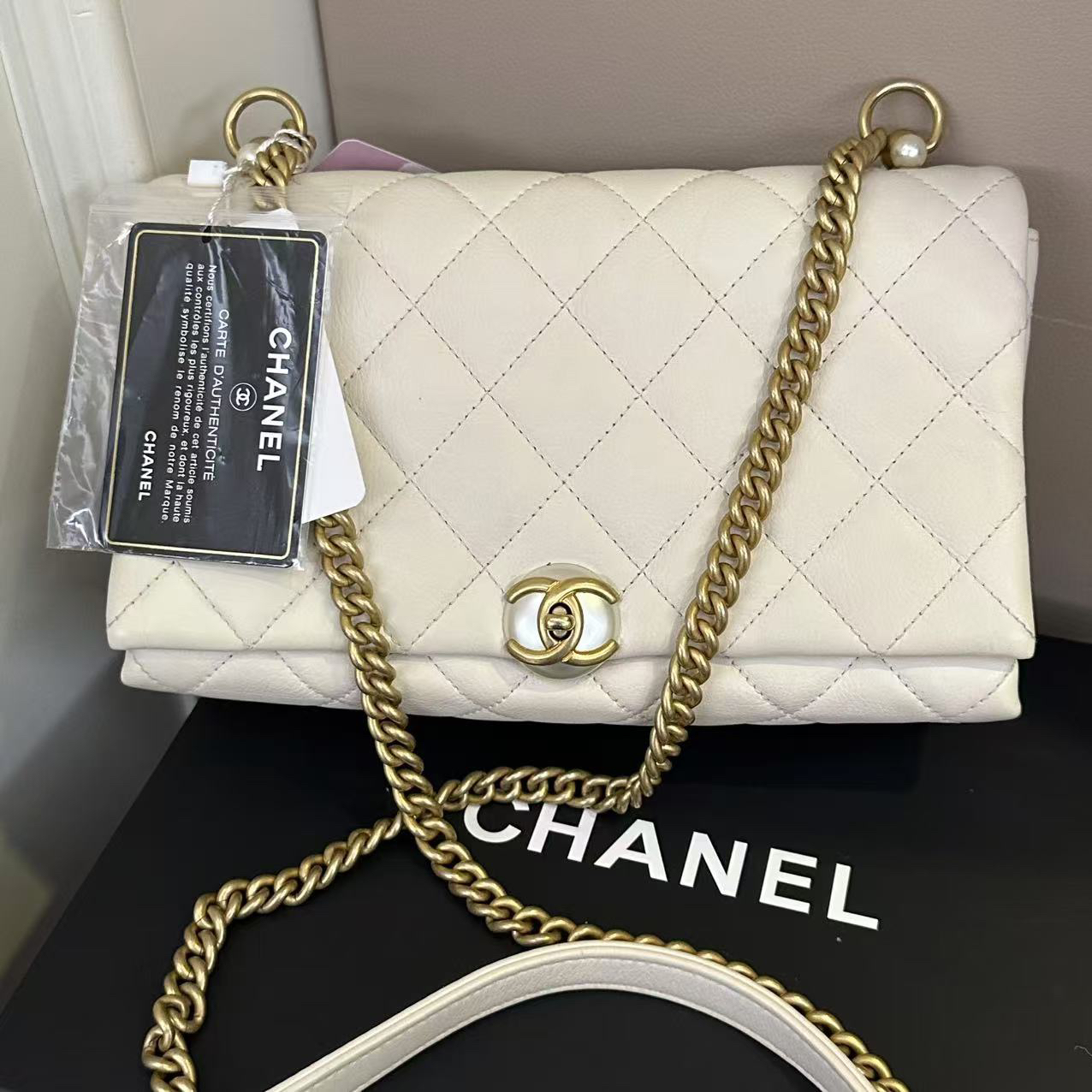 95新 Chanel/香奈儿 泡泡专属/香奈儿珍珠贝母斜挎包/98新包展