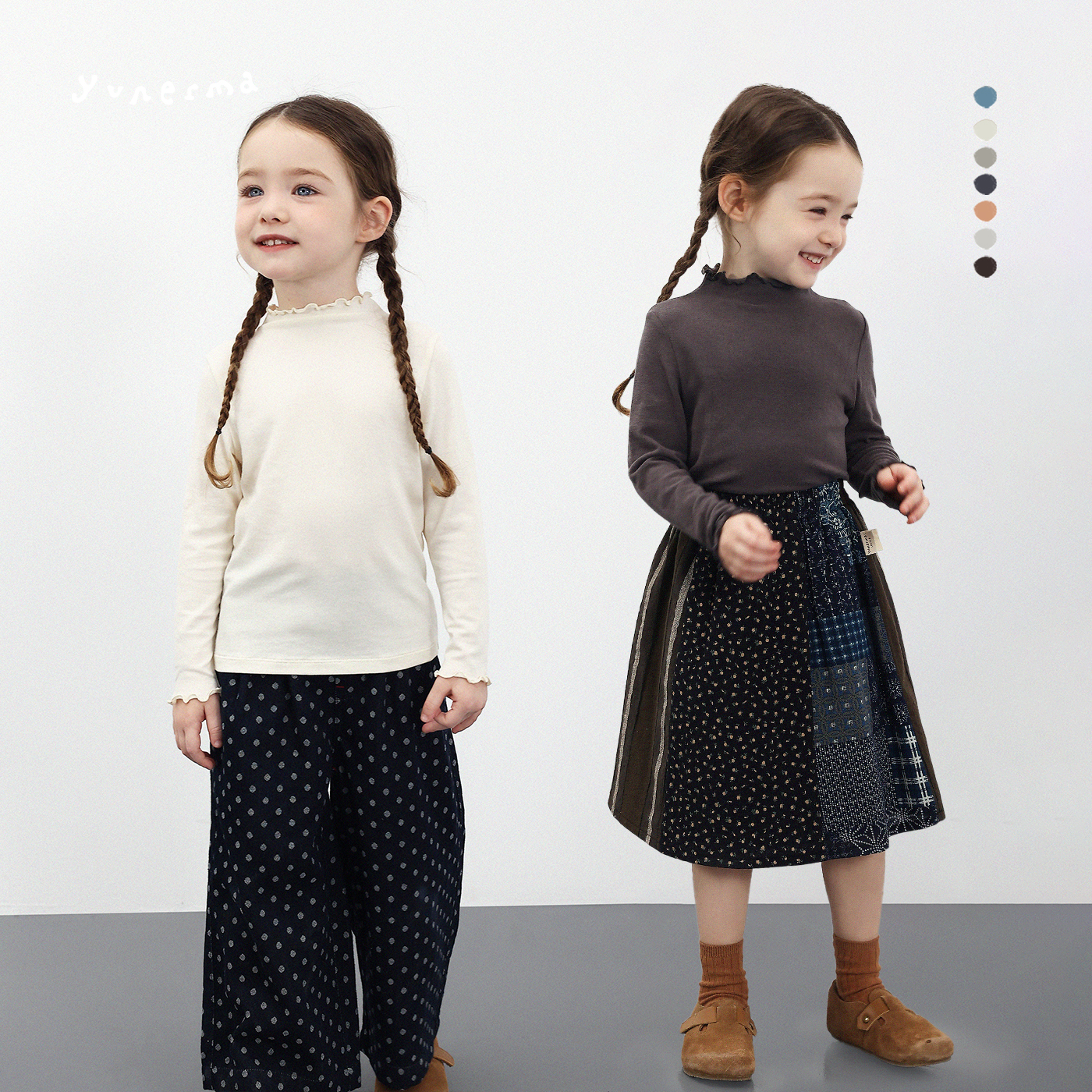 幼儿园宝宝秋季木耳边半高领打底衫允儿妈女童春秋长袖儿童T恤潮