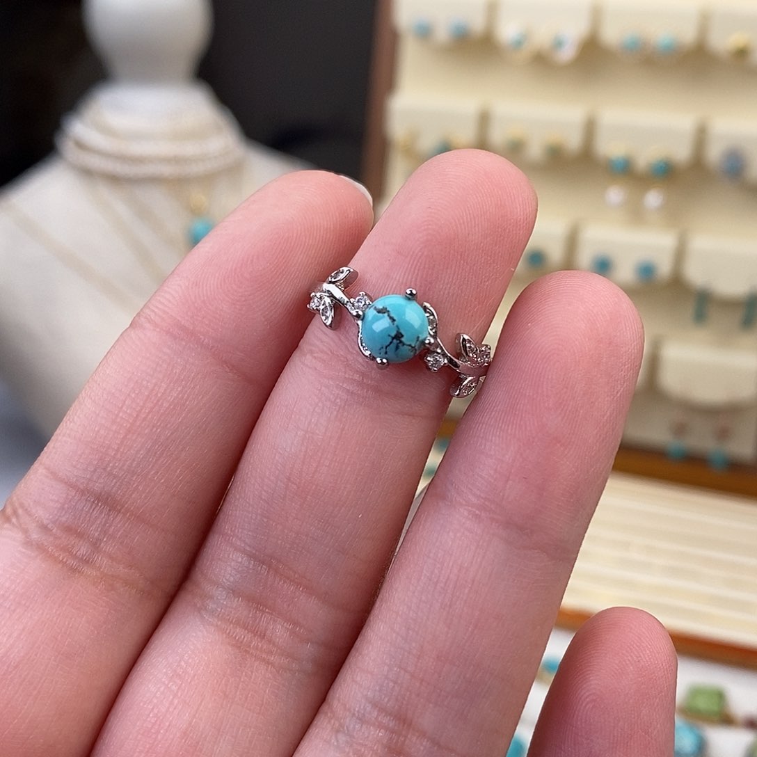 绿松石戒指银S925镶嵌