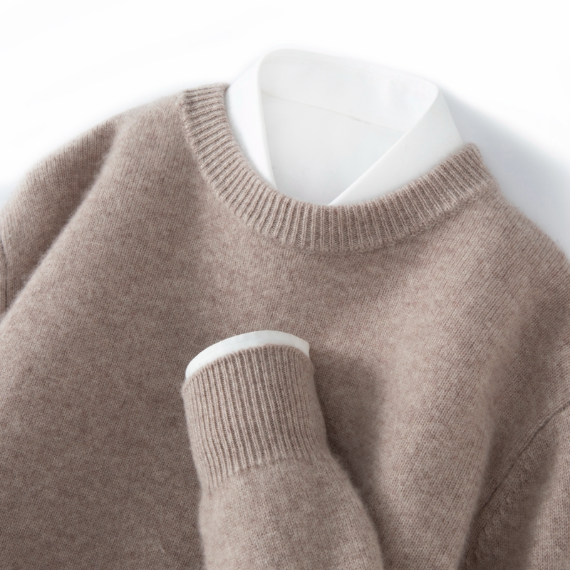 山羊绒圆领7针双股加厚秋冬时尚商务男士羊毛毛衣轻奢打底套头舒