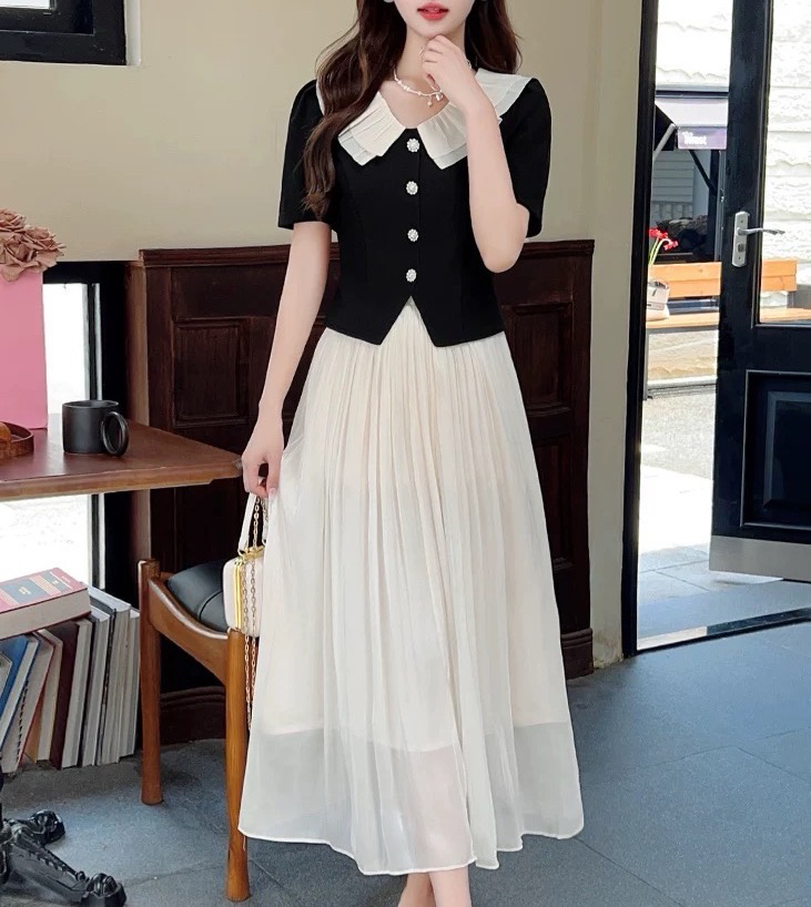 韩系减龄上衣加半身裙两件套裙装高级感套装女夏款