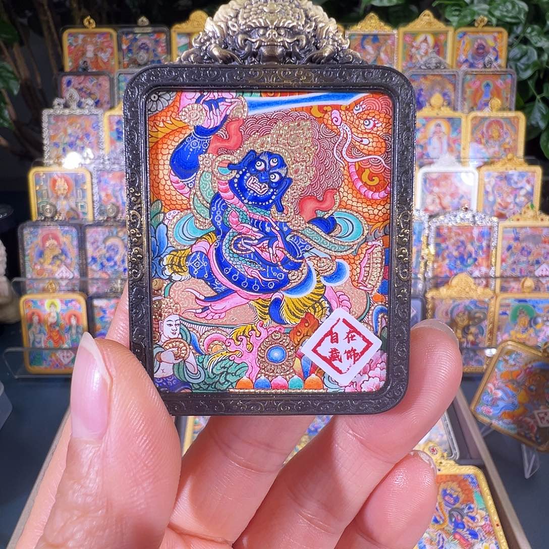 吊坠不动明热贡纯手绘唐卡