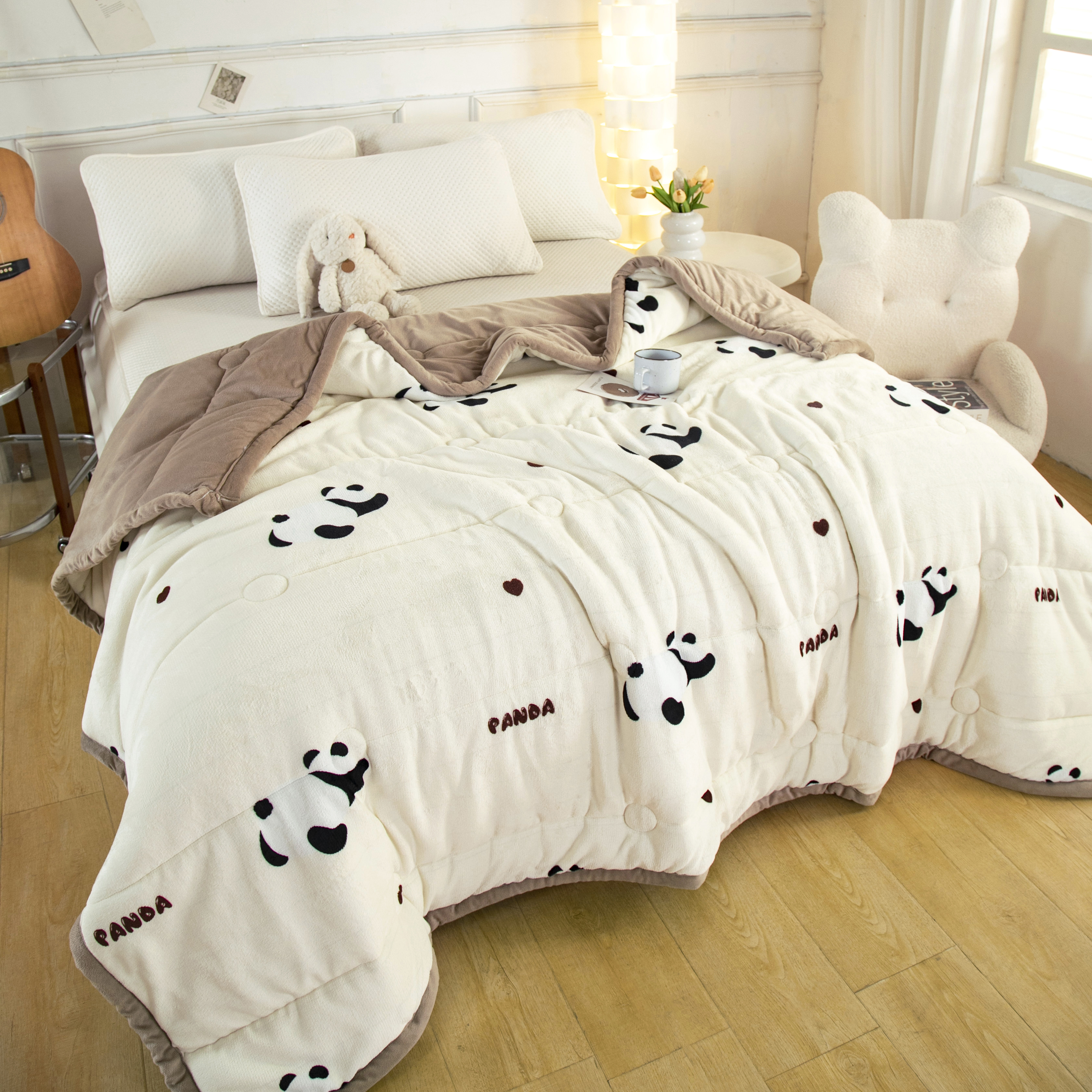 15天试睡 2025新款轻奢印花绒被子 可机洗单人被150*200熊猫