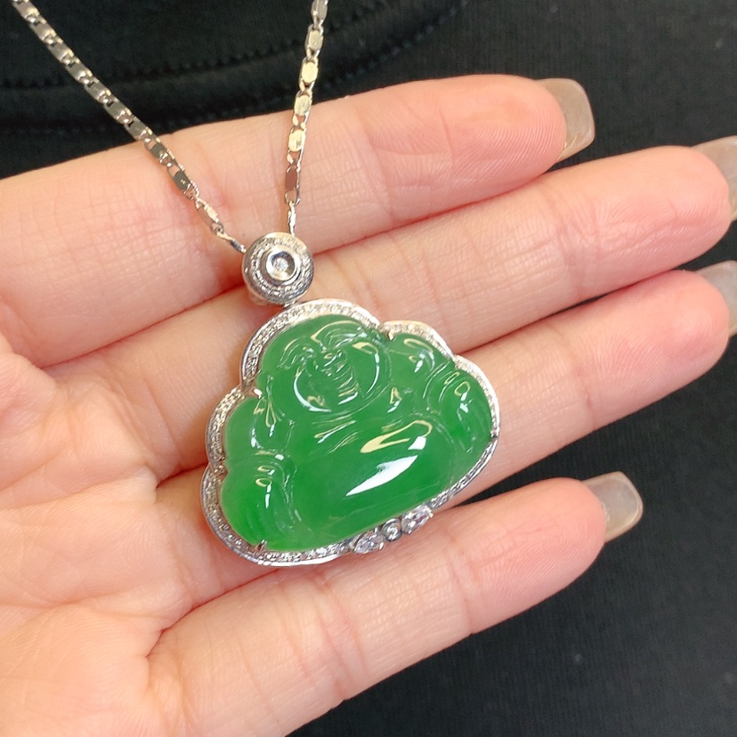 【闪购商品】翡翠18K金镶嵌吊坠(赠链)佛公