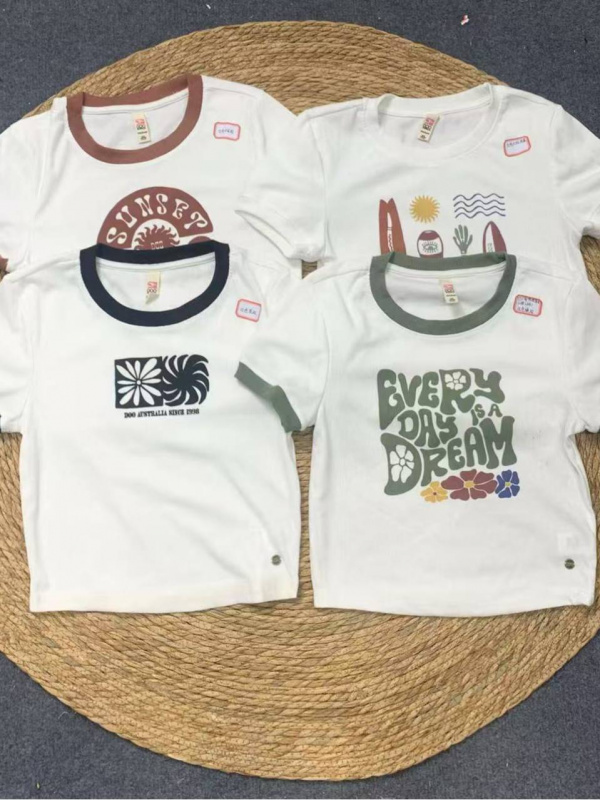 澳洲袋鼠-时尚百搭运动修身前带图案白T(49AB)