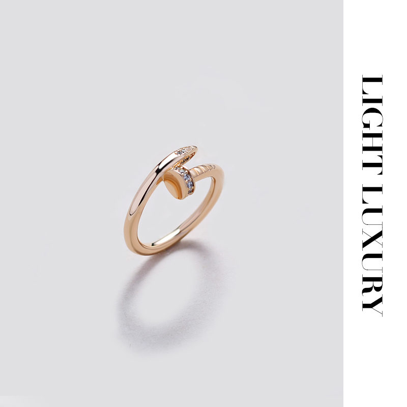 合金合成锆石戒指 0985359 V金工艺螺钉子戒指指环 女 设计感高级