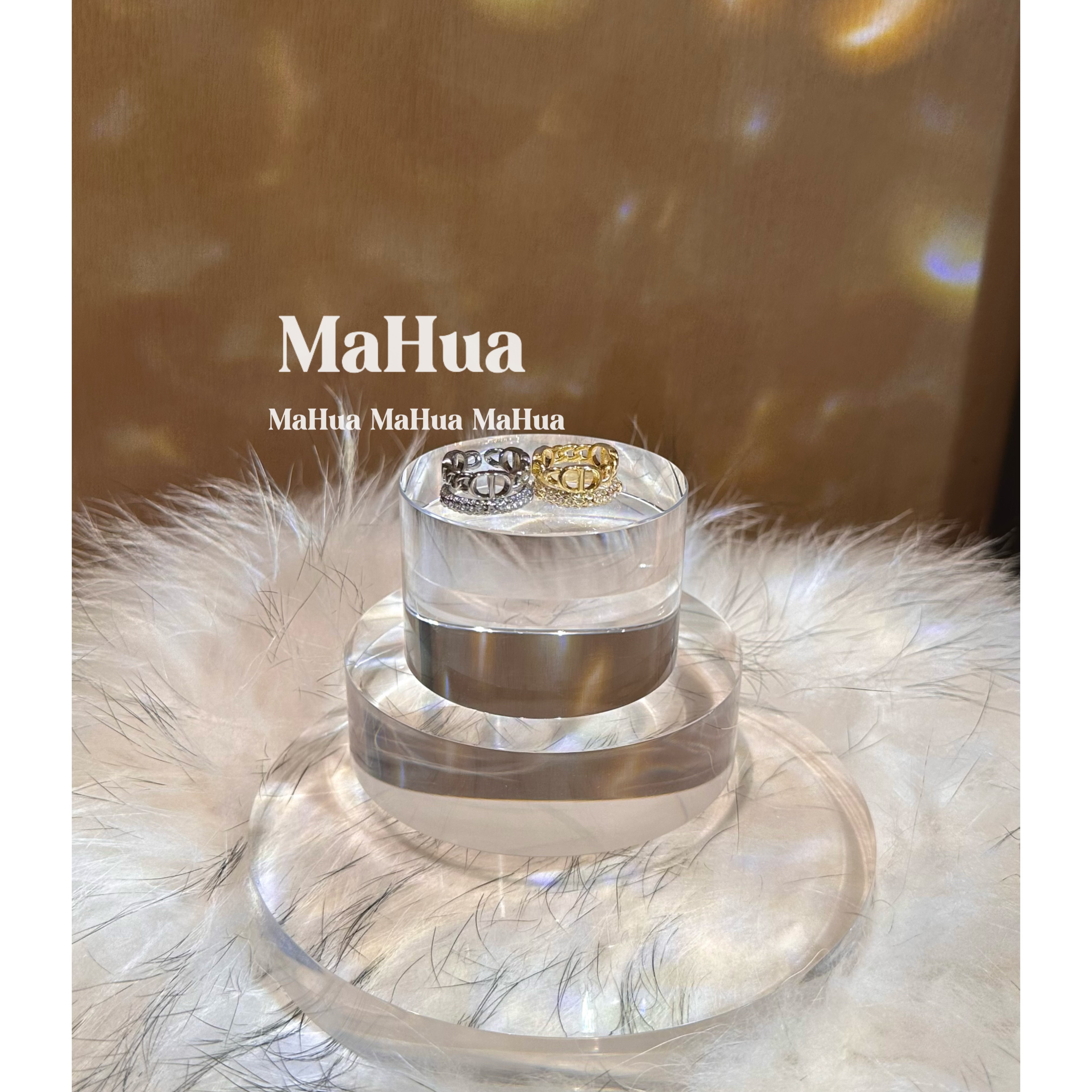 铜合金合成锆石戒指 麻花专属  复古气质环环相扣戒指 P0800