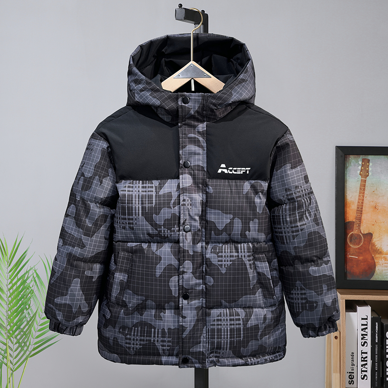 儿童棉服连帽中大童青少年棉袄男童女童加厚2025新款迷彩棉衣外套