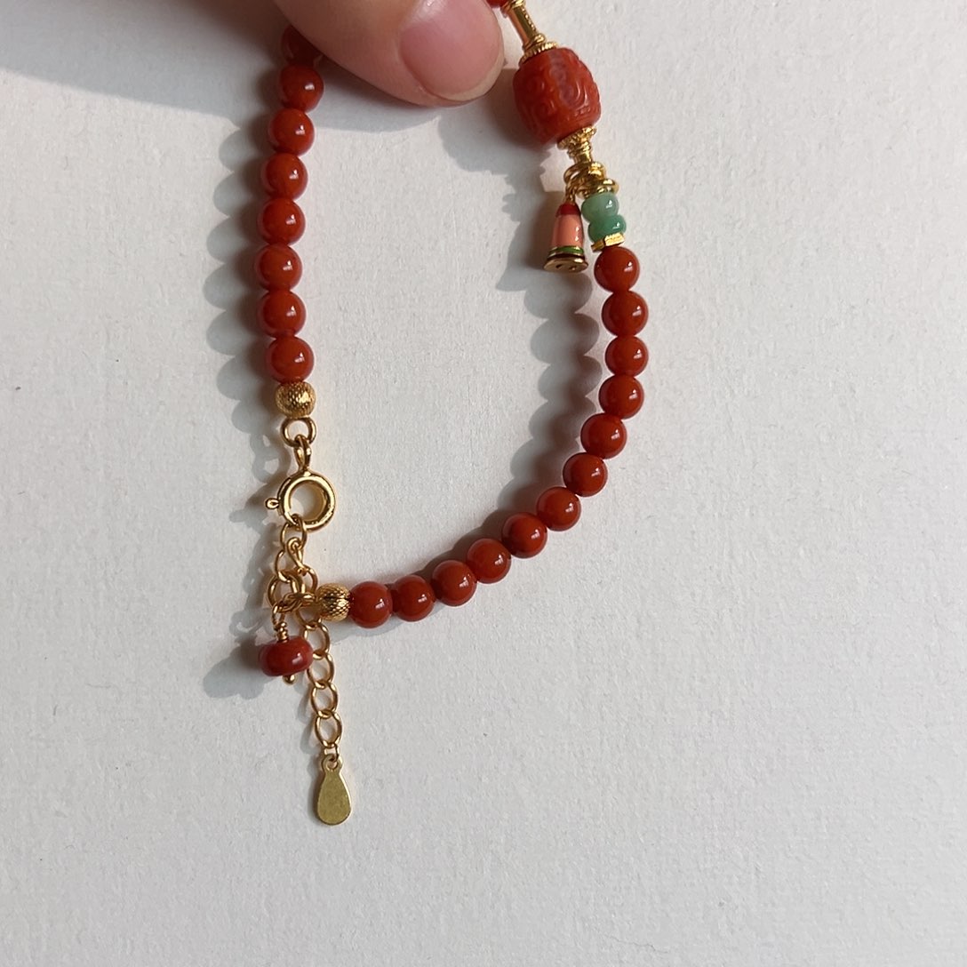 南红玛瑙手链银S925镶嵌