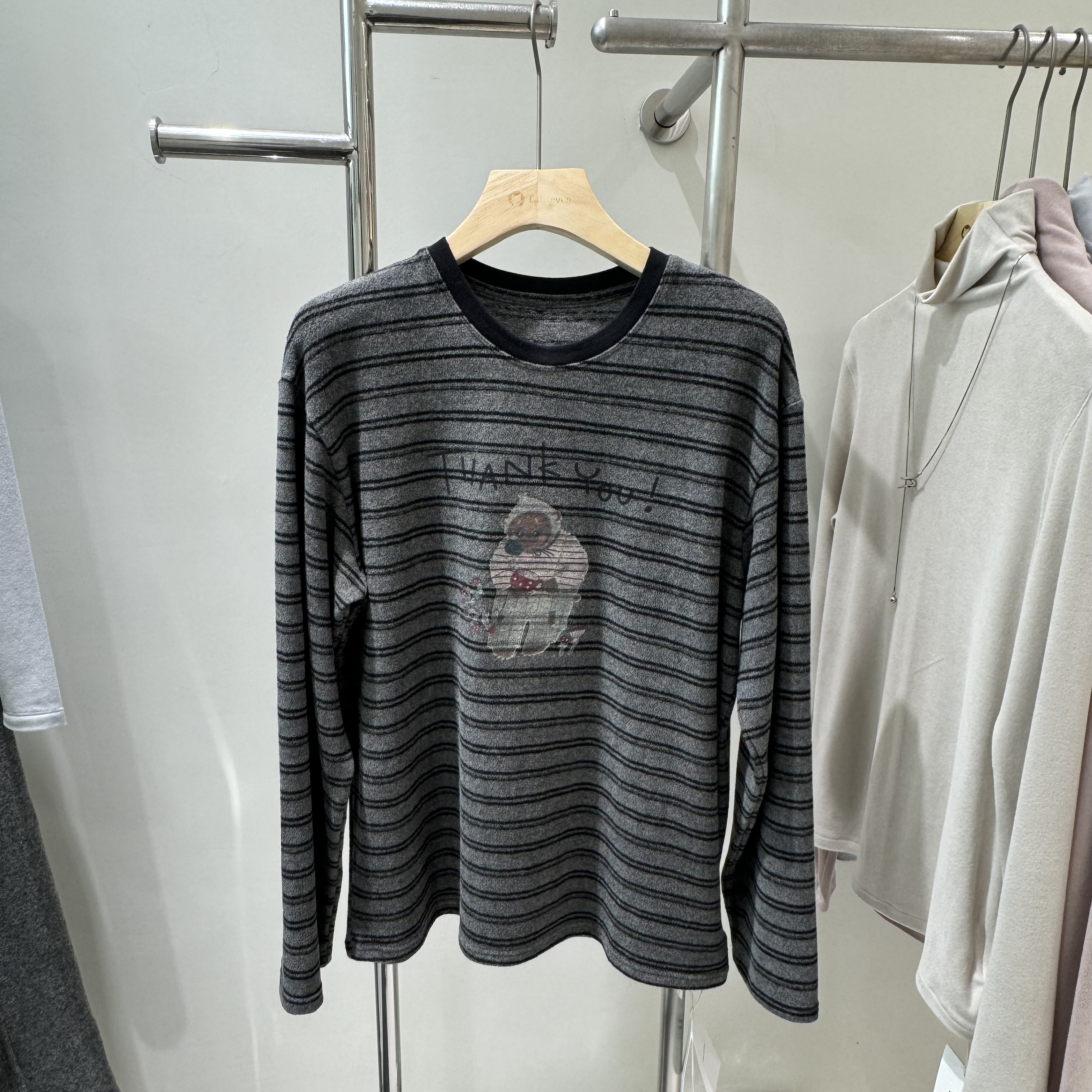 新款韩版宽松打底磨毛卡通磨毛印花长袖T恤女上衣2025冬季