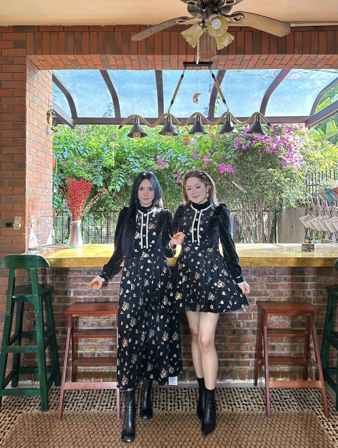 A&N   【塞纳花房】秋冬千金小洋装宫廷风法式复古玫瑰拼接连衣裙