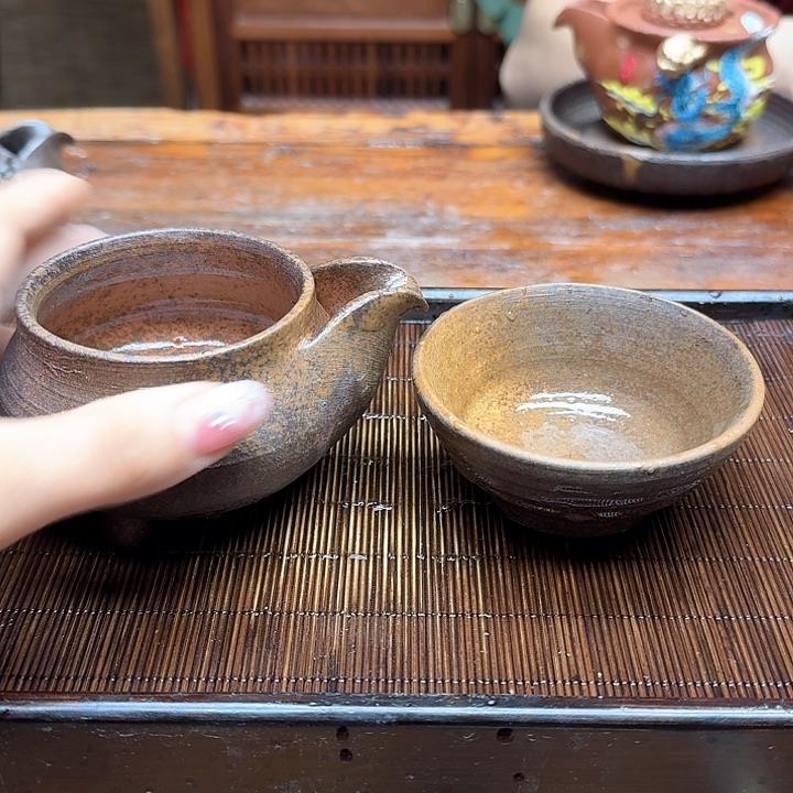 纯手工制作粗陶茶具