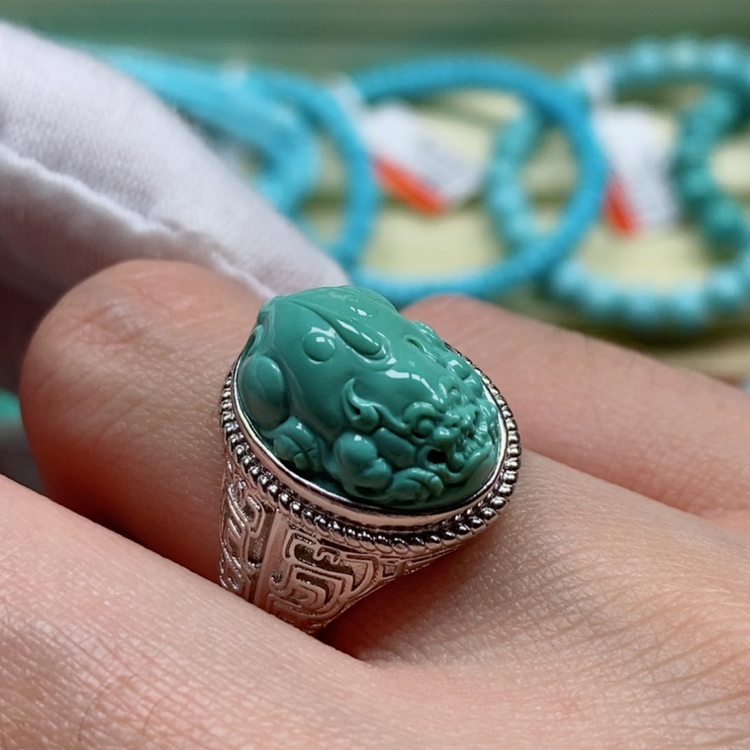 绿松石珠宝奇石银S925镶嵌