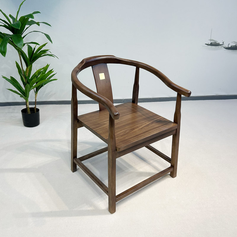 【百福副椅】新中式胡桃木全实木茶椅家用圈椅