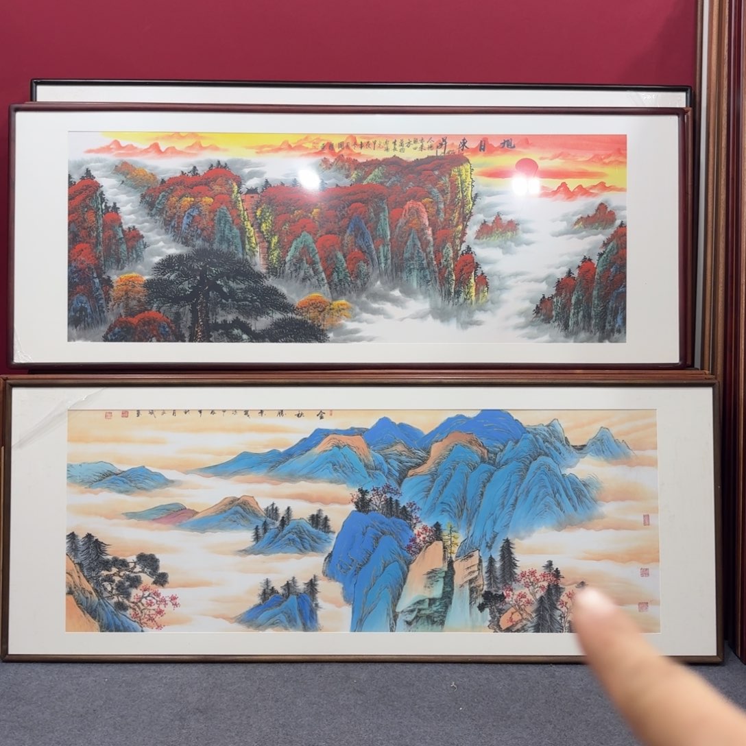 国画手绘作品带框